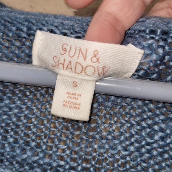 Sun & Shadow Women’s Small Dusty Blue Oversized Sweater Boho Coastal Chic - Picture 5 of 6